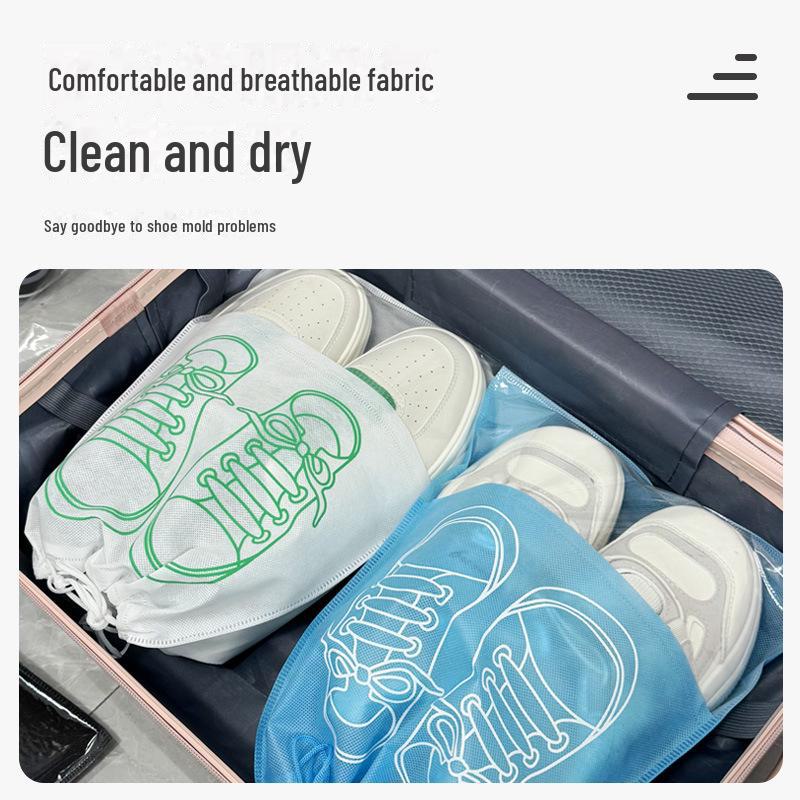 Thickened Transparent Non-Woven Drawstring storage bag for Shoes, Toys, and Travel - Dustproof and Spot-Free.