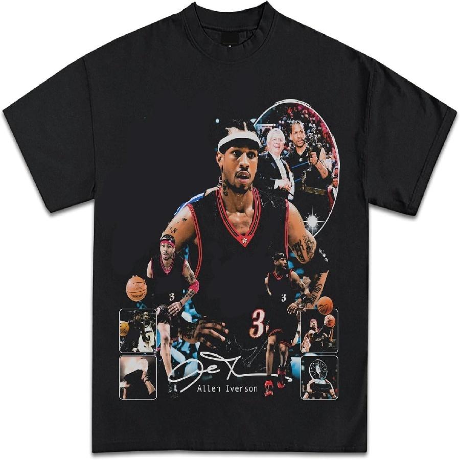 Коллекция графических футболок Аллена Айверсона _ Тяжелая футболка премиум-качества для мужчин и женщин XXXXXL чёрный