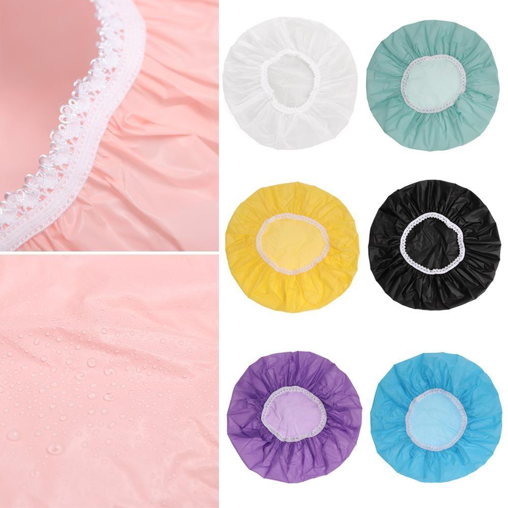 Solid Color Salon Product Wash Tool Hair Protect Waterproof Hats Elastic Band Bathing Shower Cap