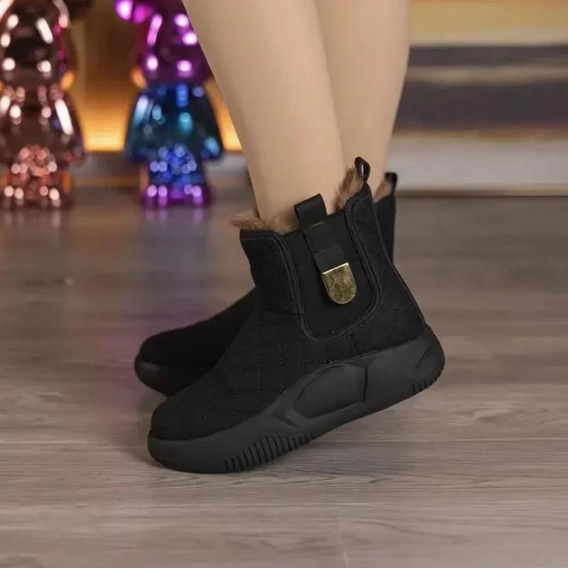 Fashion Women's Booties Snow Boots Plus Warm Comfrtable Ankle Shoes for Woman Plush Demi-season Comfortable and Elegant Sale Goth Pu Y2k