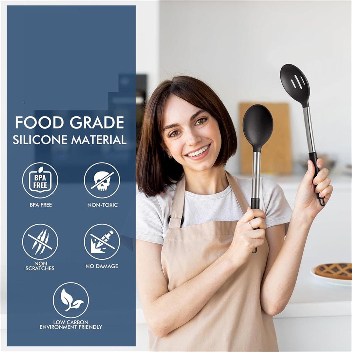 

Heat Large Silicone Cooking Spoon Set, Nonstick Free Kitchen Utensils China Mainland