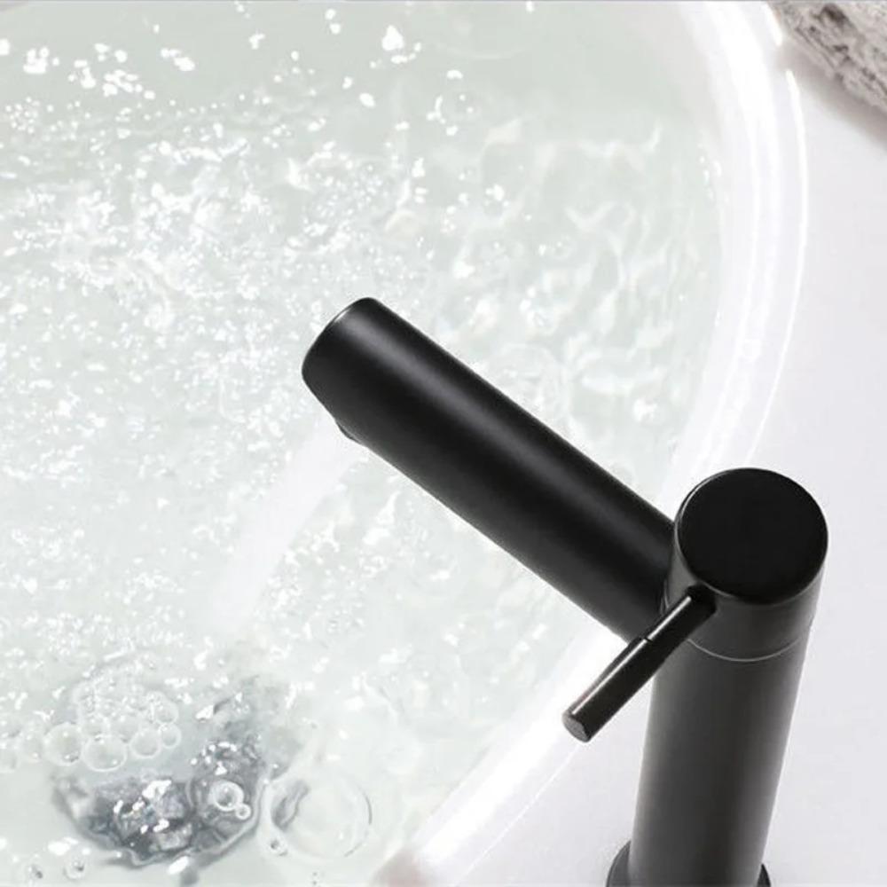 Silver/Black Single Cold Faucet Stainless Steel Sink Water Tap  Bathroom Counter