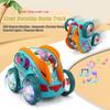 Children's Cartoon Gear Car Toy Lights Music Pull-back Transparent Stunt Car Sliding Toy Boy Girl Electric Stunt Rolling Car Toy