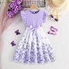 Girls' Sleeveless Butterfly Print Dress & Belt Set