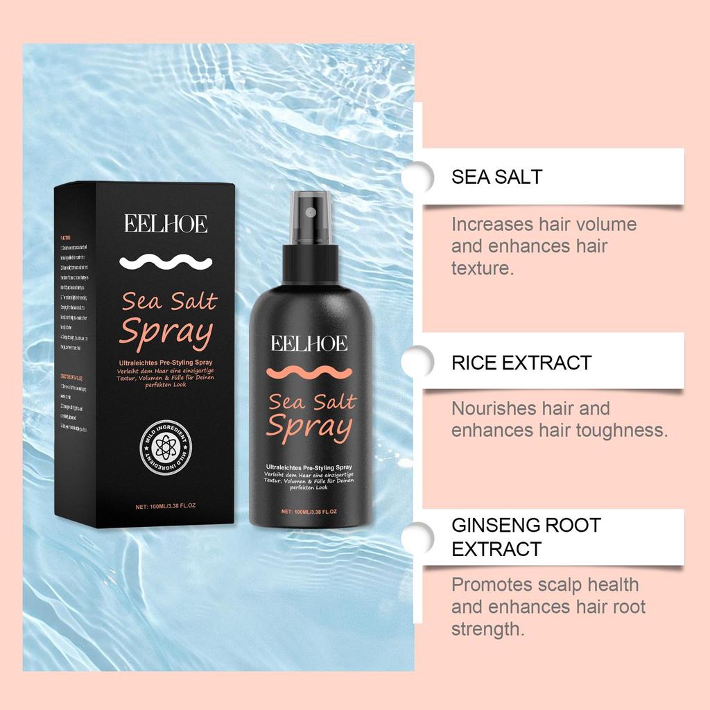 EELHOE Hair Sea Salt Styling Spray - Effortless Refreshing Oil-Free Fluffy Hair Leave-In Styling Dry Hair Spray