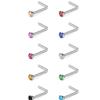 Mixed Color Nose Stud Set: Fish Tail, Inlaid Rhinestone, L-Shaped, & Straight Bar. Hot Selling & In Stock.