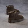 Johnature Genuine Leather Thick Soled Snow Boots Cow Suede And Plush Warm Women's Cotton Shoes