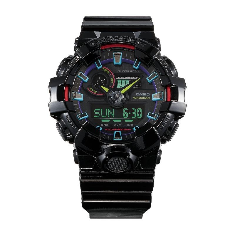 Casio G-SHOCK Herren Resin 200M Wasserdicht Analog Stoßfest Quarz Uhr GA-700RGB-1A