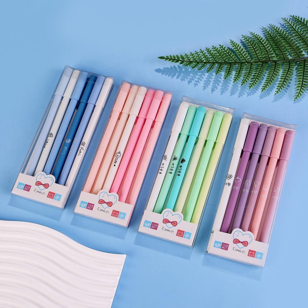 5Pcs Morandi Color Neutral Pen Writing Suitable for Office Work, Brushing Questions, Signing Writing, Diaries, Notes, Student Classroom Prizes, Frie