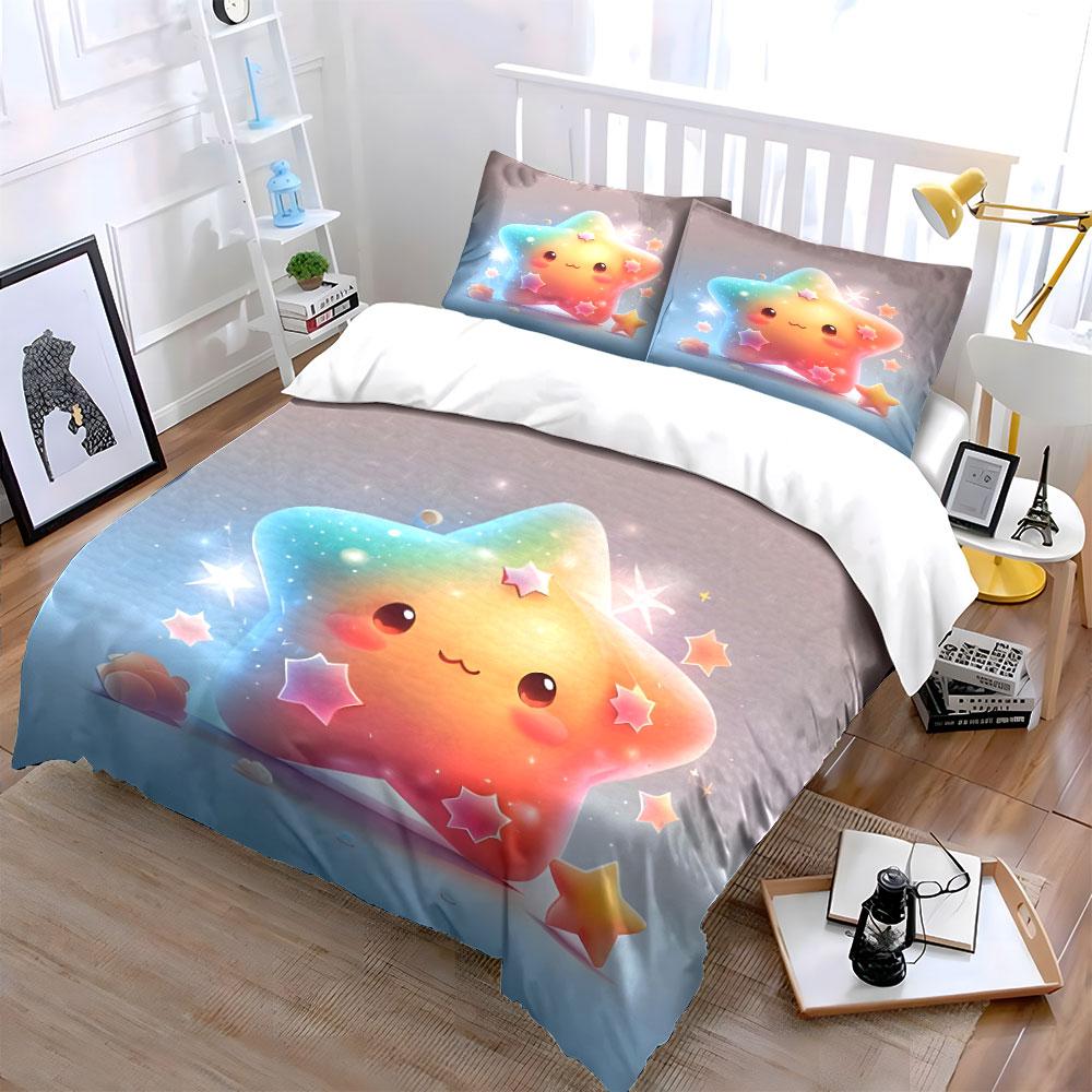 Cute Star Pattern Bedding Set Bedding Duvet Cover Set Duvet Cover Pillowcases (1 * Duvet Cover 2 * Pillowcases, Without Duvet Insert)