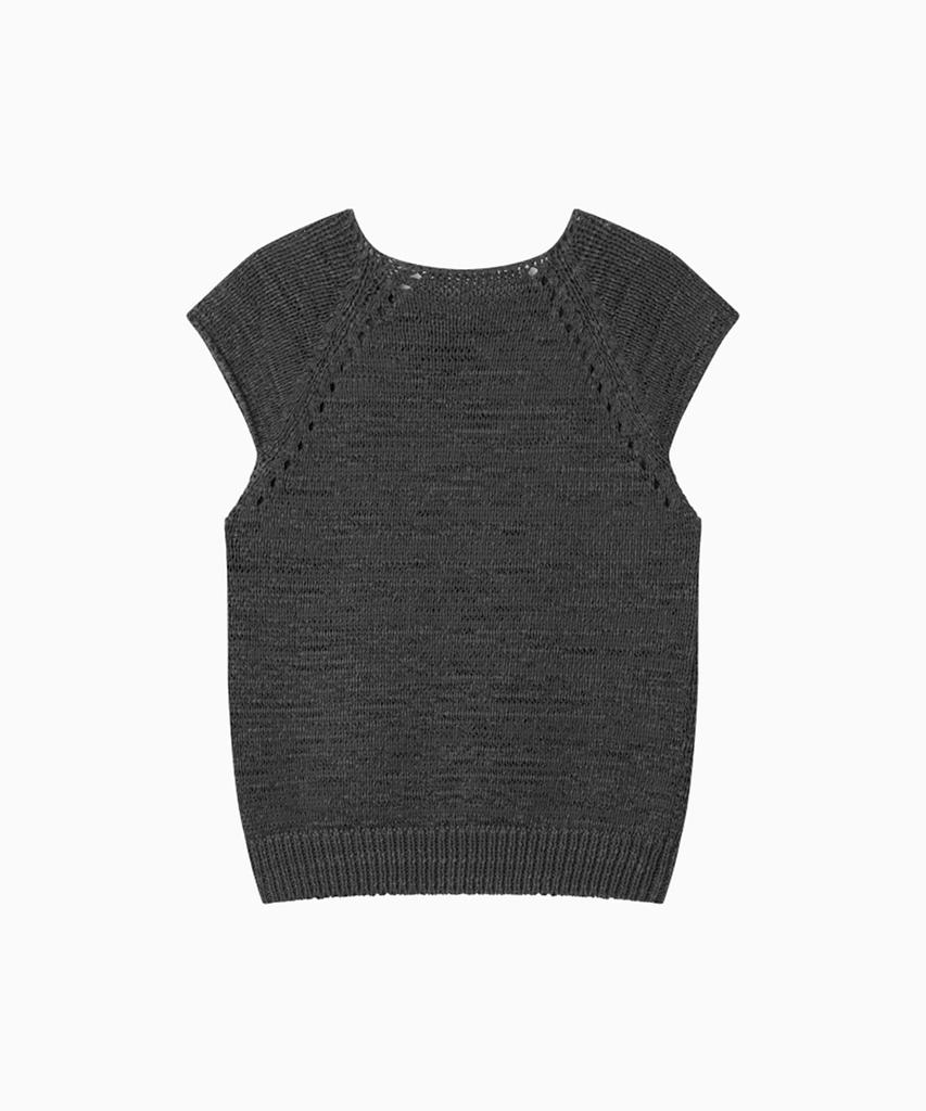 Ohesio Weaving Pocket Cap-Sleeve Knit, Charcoal