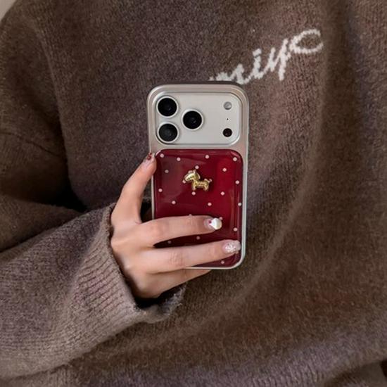 Chinese New Year Red Polka Dot Horse Heart iPhone 17 Pro Max Case iPhone 14 Pro