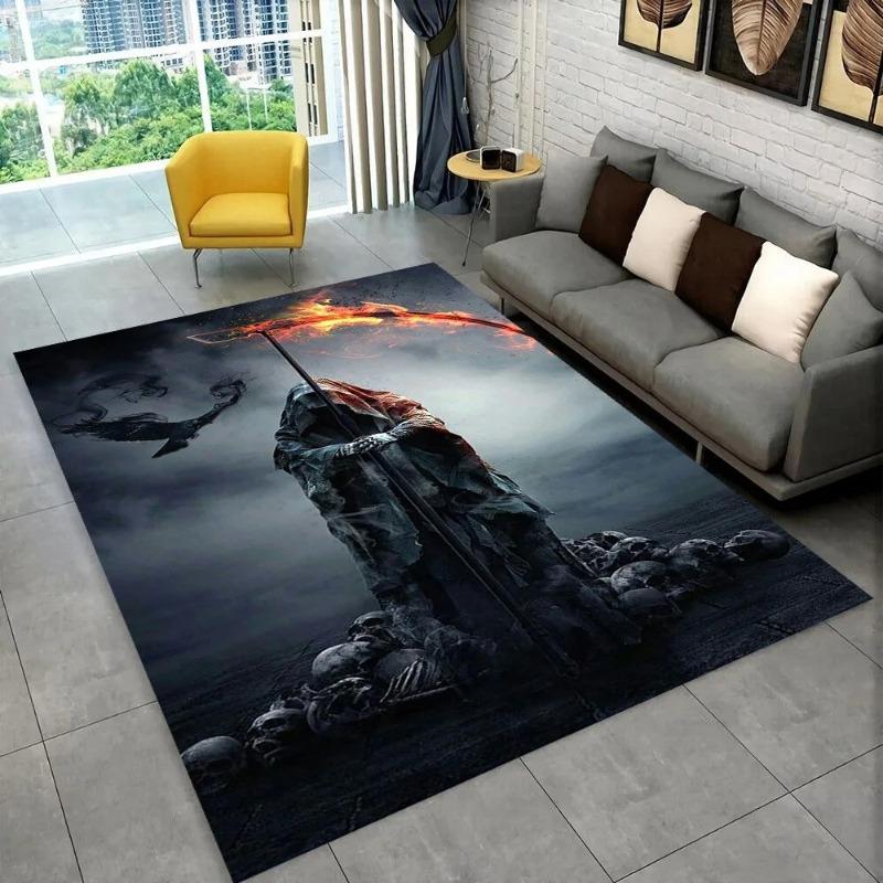 Grim Reaper Death Skull Gothic Area Rug,Carpet Rug for Home Living Room Bedroom Sofa Doormat Decor,kids Non-slip Floor Mat Gift