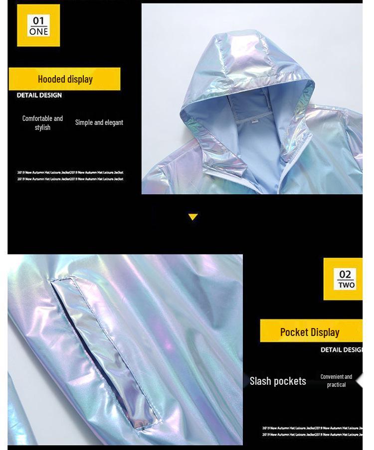 Herren Bunte Reflektierende Farbverlauf Sommerjacke - Eisseide Ultradünn Sonnenschutz