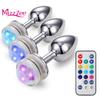 Mizz Zee Metal Bead Remote Anal Plug Dilator měnící ovládání barvy LED světla