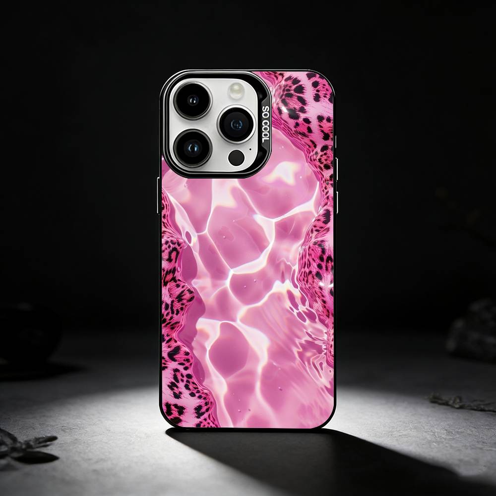 

Fashion Pink Leopard Print Phone Case For iPhone 17,16,15,14,13,12,11 Plus,Pro Max,XS,Colored silver phone case iPhone16se4