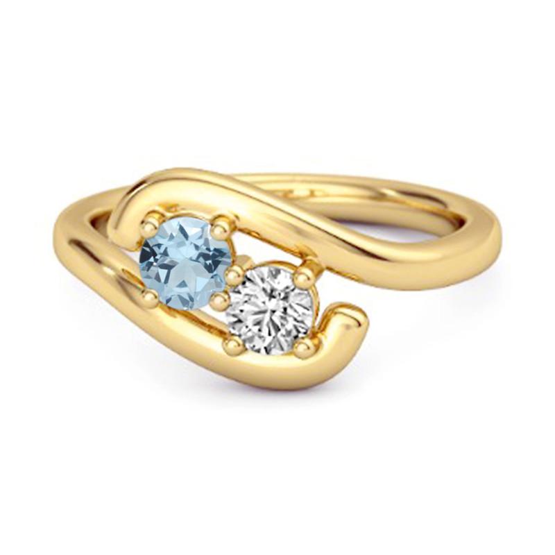 

Blue Topaz Two-Stone Bypass Ring - 925 Sterling Silver Gold Vermeil 12 золотий/жовтий