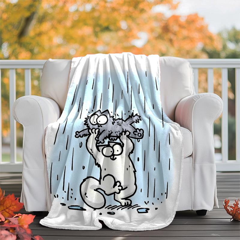 Simon's Cat Flannel Blanket Soft Warm All-Season Throw, Design for Camping, Car Travel, Hiking Sofa, Bed, Office Perfect Gift for Parties