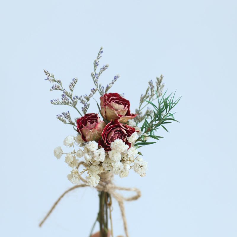 12cm Preserved Flower Boutonniere: Mini Bouquet for Bride, Bridesmaid, Wedding, Gift Box, Party Favor Decoration