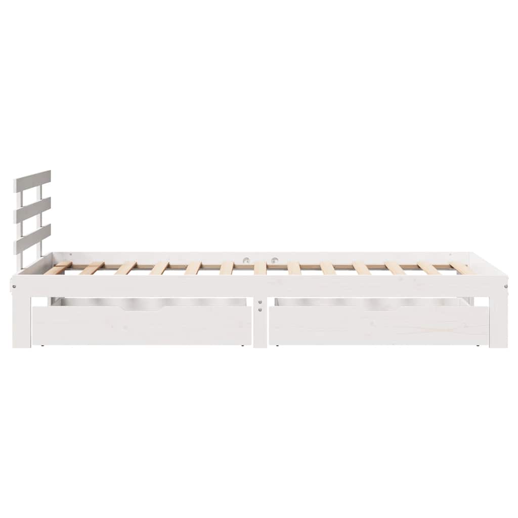 Solid Wood Bed with Drawers White 90x200 cm Pine