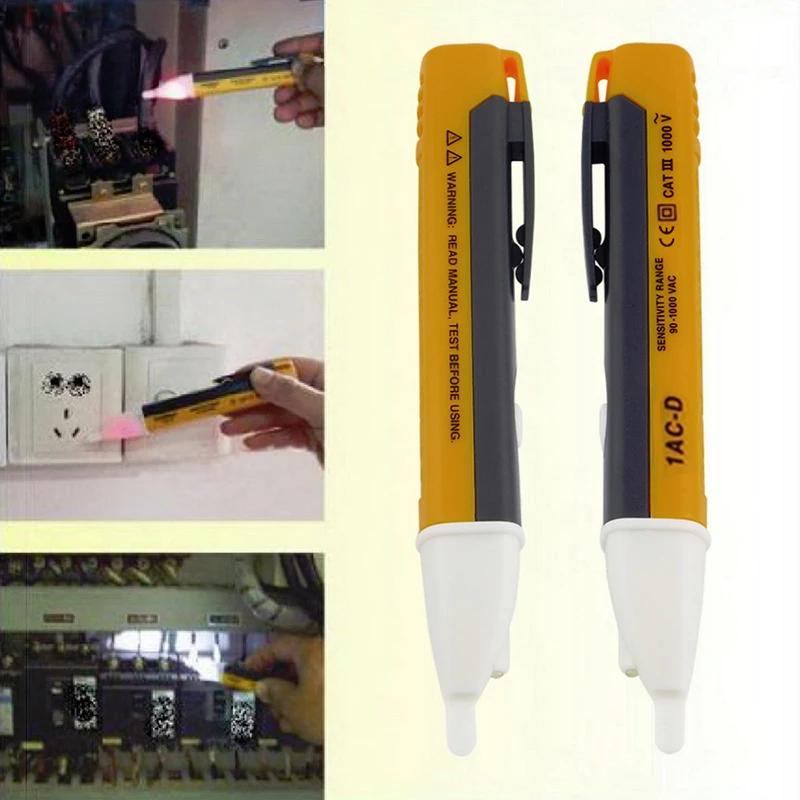1Pcs Electric Indicator 90-1000V Non-Contact Socket Wall AC Power Outlet Voltage Detector Sensor Tester Pen LED Light AC