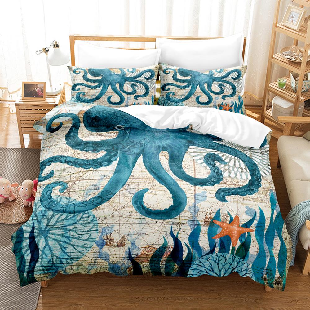 3D Print Undersea World Bed Linen Set King Size Duvet Cover Bedroom Bedding Home Textile Double Kid Quilt Cover Dropship