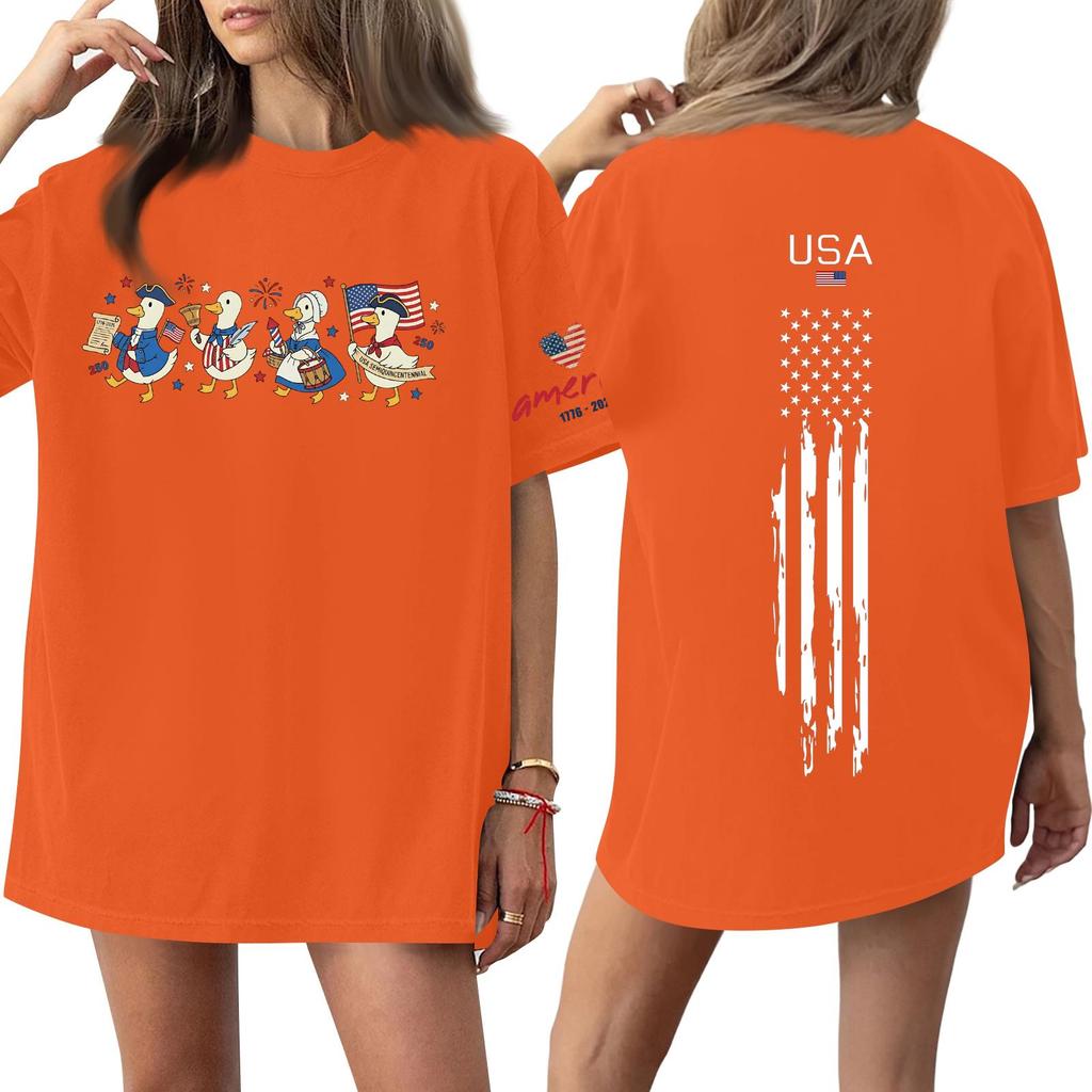 Women's Casual Fashion Round Neck Casual Print Short Sleeve T-Shirt Top