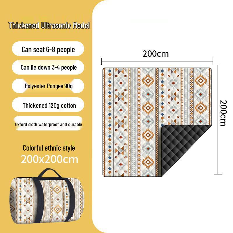 Tapis de pique-nique épaissi à ultrasons: Coussin d'extérieur résistant à l'humidité pour pelouse et camping avec piquets de sol