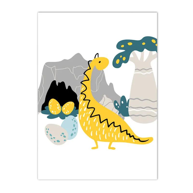 Alphabet and Number Wall Poster for Boys, Custom Name Canvas Painting, Colorful Dinosaur Print, Nursery Wall Art Picture, Kids R