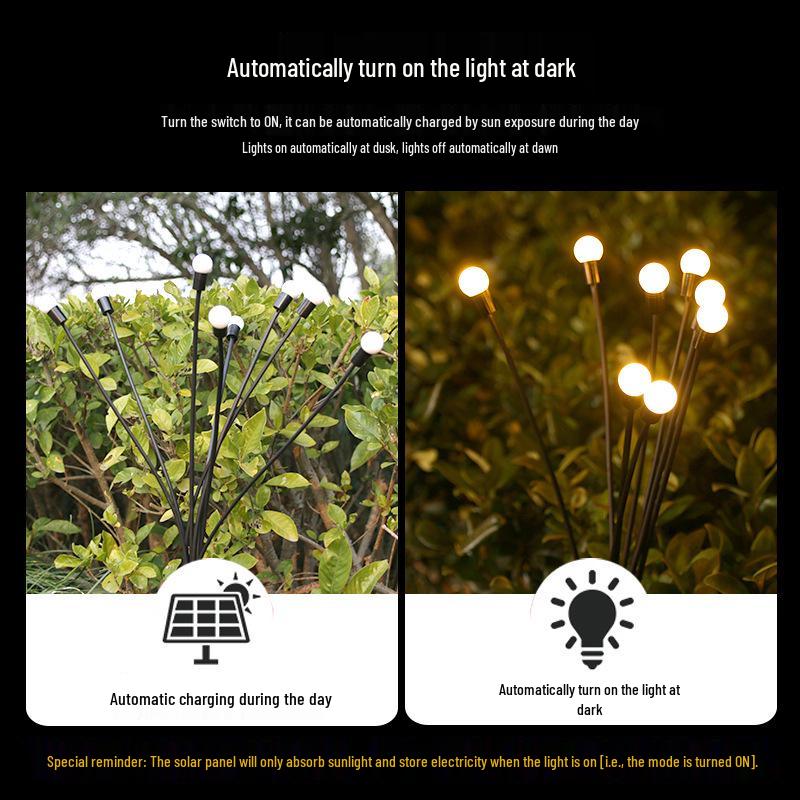Outdoor Solar Firefly Courtyard Lights - Waterproof Landscape Lawn and Ground Plug Night Lights
