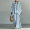 Completi da Salotto Estivi da Donna a Due Pezzi con Top Batwing a Manica Lunga Scollo a Barca e Pantaloni a Gamba Larga