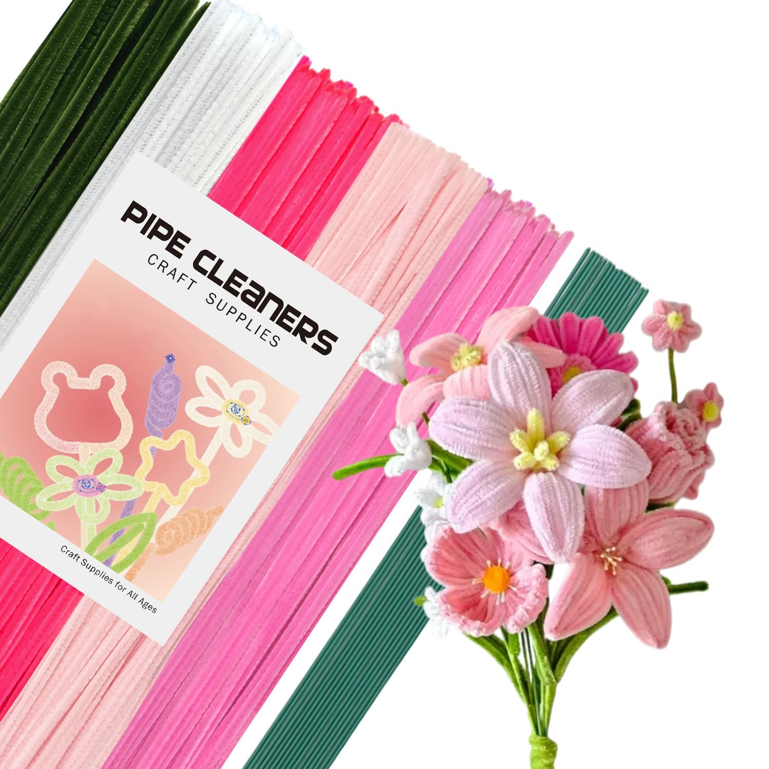 

URSDIART Craft Mall Color Mix Flower Set 270 Pieces 20 Flower Rods Artificial Flowers Wire Skeleton Craft Materials Decorative Items School Handicraft