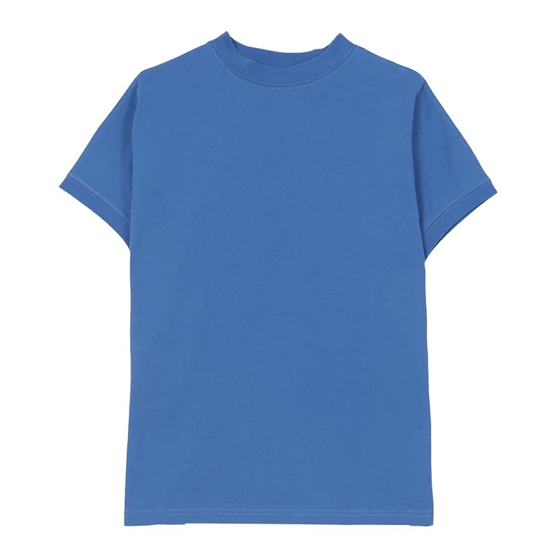 

[Kobe lettuce] T-shirt ladies short sleeve tops t-shirt Relaxing body shape cover summer mock neck t-shirt [C4819] free M mock neck royal blue