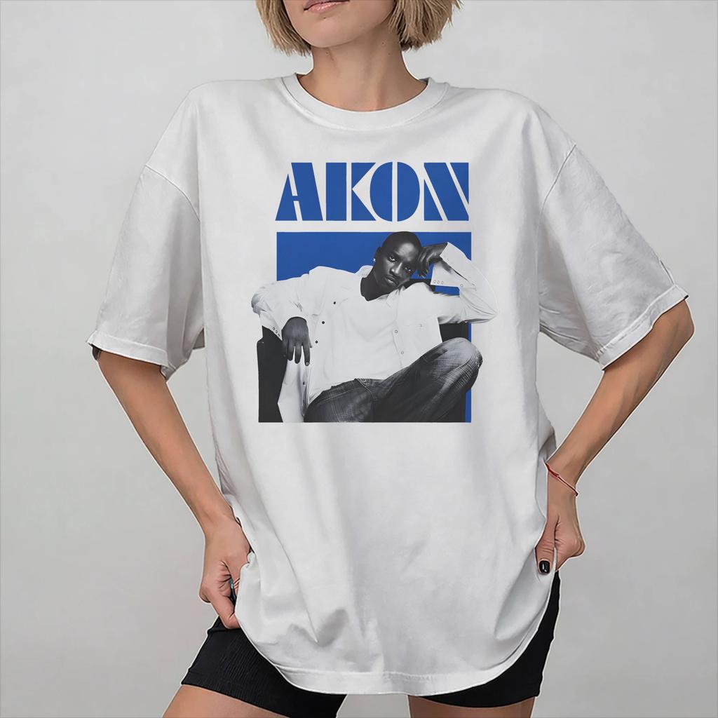 Akon és Neyo Turné Merch Uniszex Póló Pamut Póló Divatos Póló Ruházat