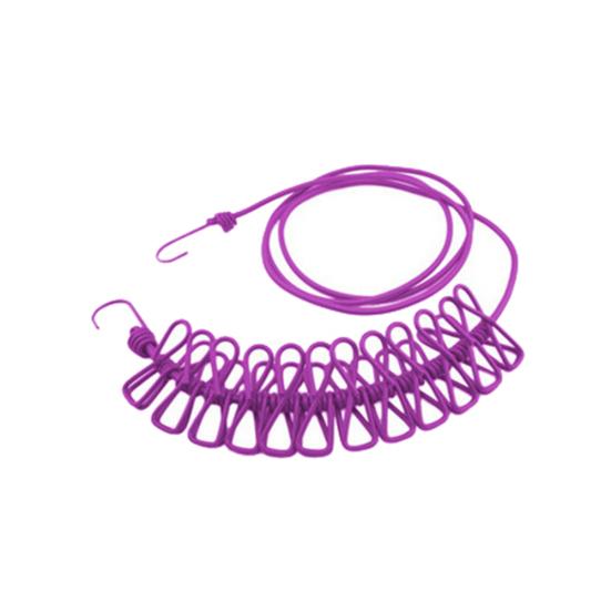 

180 см эластичная уличная веревка для белья, брюки, вешалка для сушки белья с 12 зажимами фиолетовый