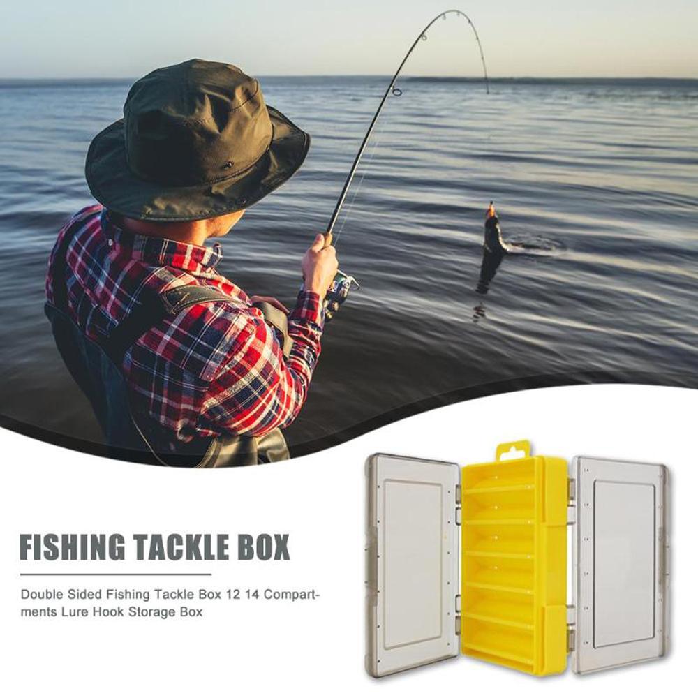 

Tools Baits Container Skillful Double Sided 12 14 Compartments Lure Storage Box Fishing Tackle Box 14x10.5x3cm чёрный