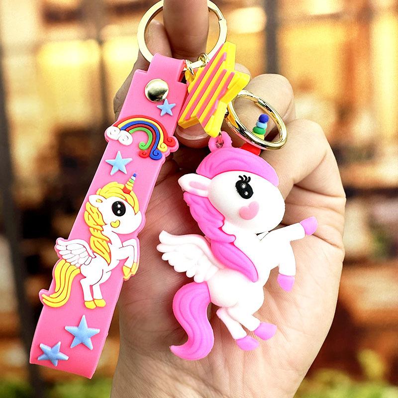 Dream Cartoon Rainbow Horse Unicorn Keychain Pendant Bag Couple Pendant Car Couple Ins Small Gifts