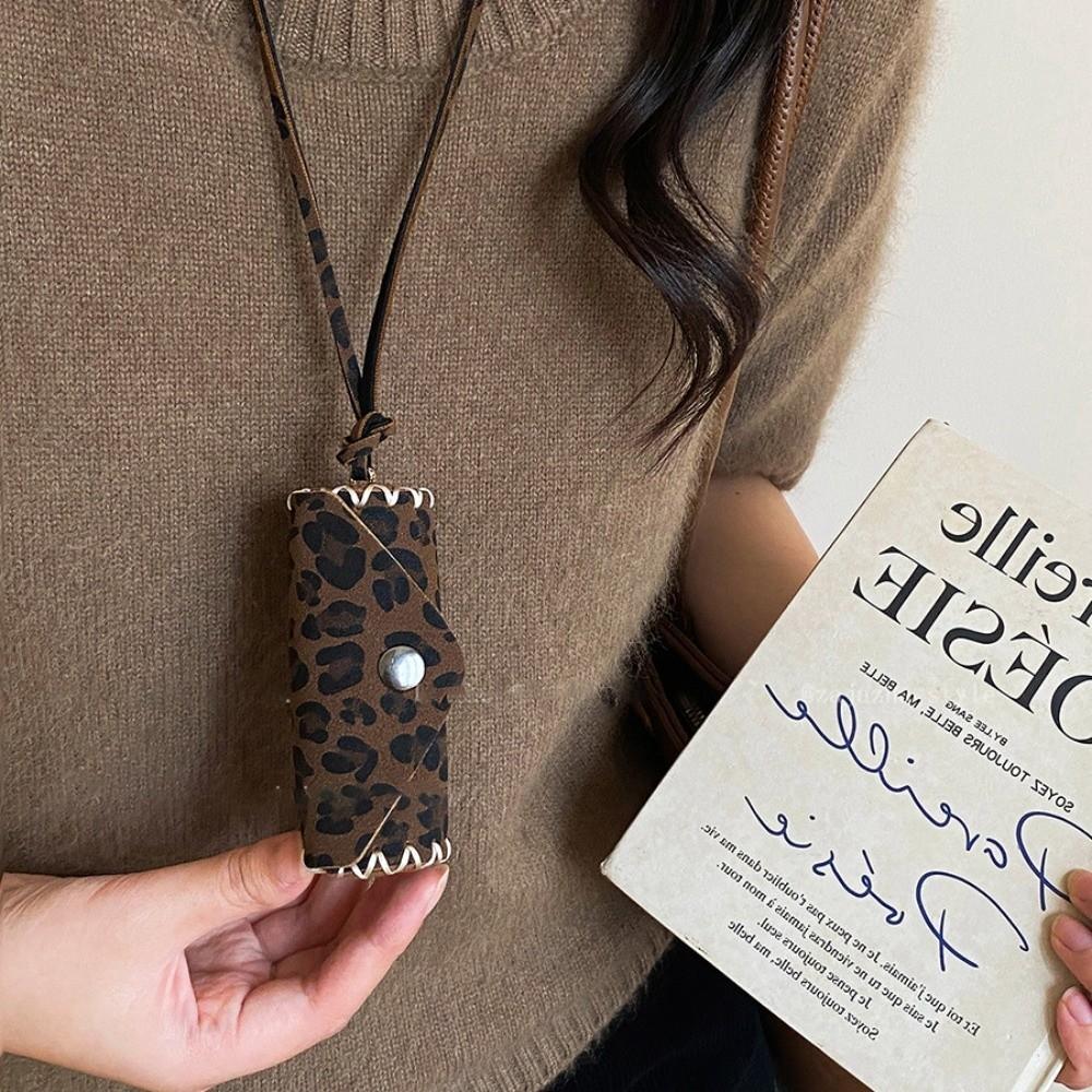 Leopard Print Leopard Leather Bag Necklace Collarbone Chain Clavicle Chain  Girls Gift