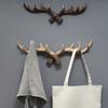 Nordic Vintage Deer Horn Decorative Hook Wall Hanging Clothes And Hats Hook High-End Living Room Decor Antler Resin Statue Craft