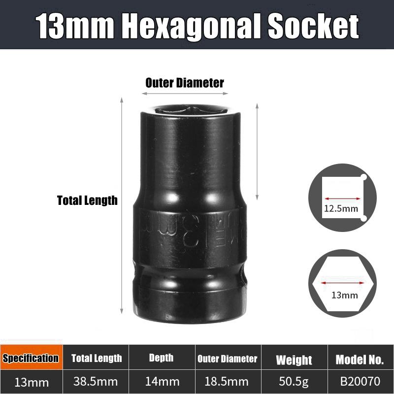1/2" Drive Deep Impact Socket Set Drive Metric Wrench Black Socket Deep Impact Socket Pneumatic Wrench Head Tire Removal Tools
