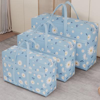 Daisy Print Nonwoven Storage Bags Hand Carry Foldable Organizers Home Moving Luggage Closet Storage Solutions Reusable Collapsible Laundry Containers