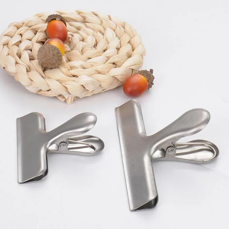 3PCS Stainless Steel Bag Clipsf For Food Heavy Duty Metal Silver Food Clips Office Paper Clamps Air Tight Seal Snack Clips 2