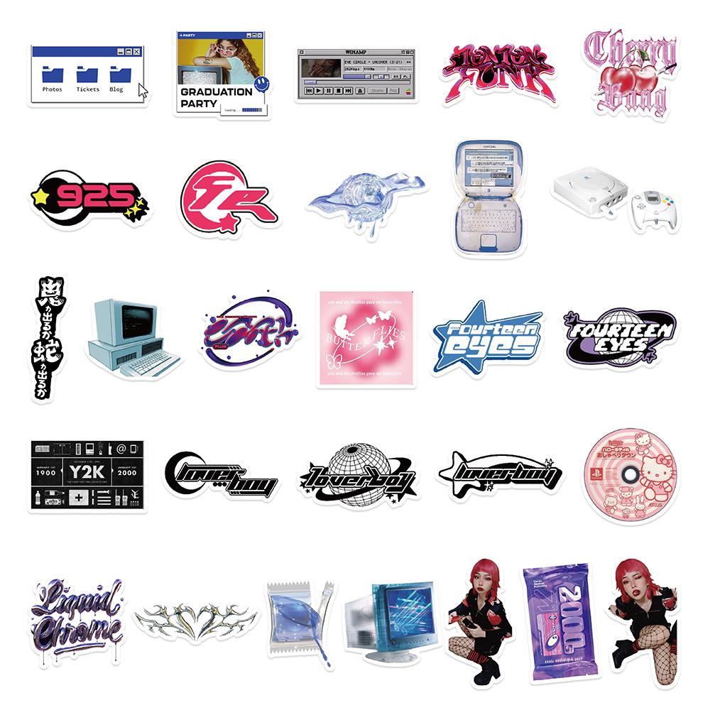 53PCS Y2K Girls VSCO 90s Harajuku Style Vintage Stickers Cute Aesthetic Decal Diary Motorcycle Laptop Scrapbook Toy Sticker
