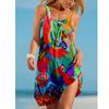 Sunflower Parrot Print Strap Mini Beach Dress Women Boho Summer Sexy Floral Dress Sleeveless Party Evening Dresses