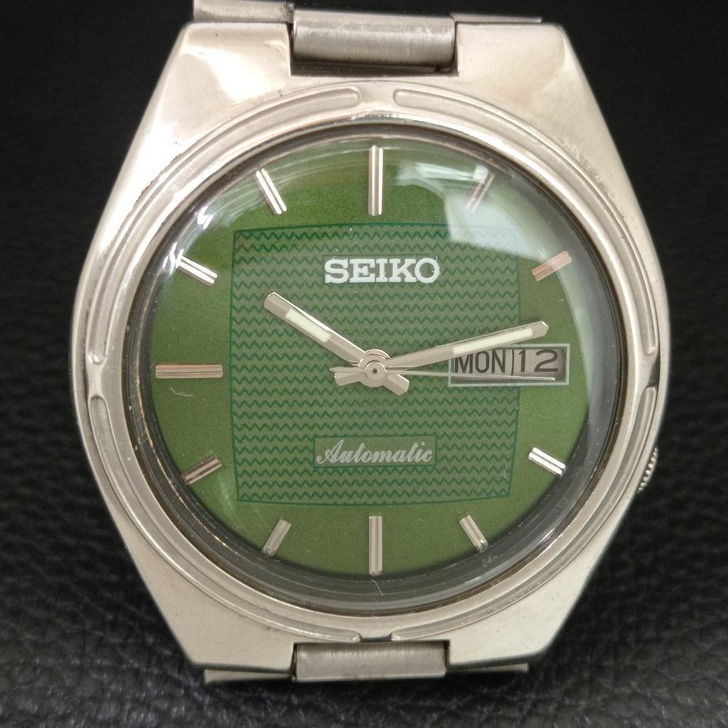 GENUINE VINTAGE SEIKO AUTOMATIC 7009A JAPAN MENS GREEN DIAL WATCH a708597-1