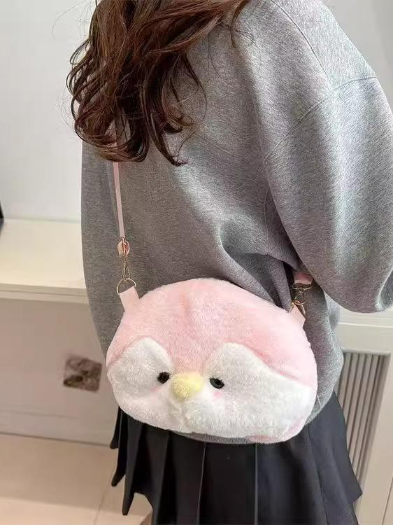 Cute Penguin Plush Crossbody Bag Lightweight Soft Polyester Single Shoulder Phone Pouch Youth Fashion Outdoor Doll Purse
