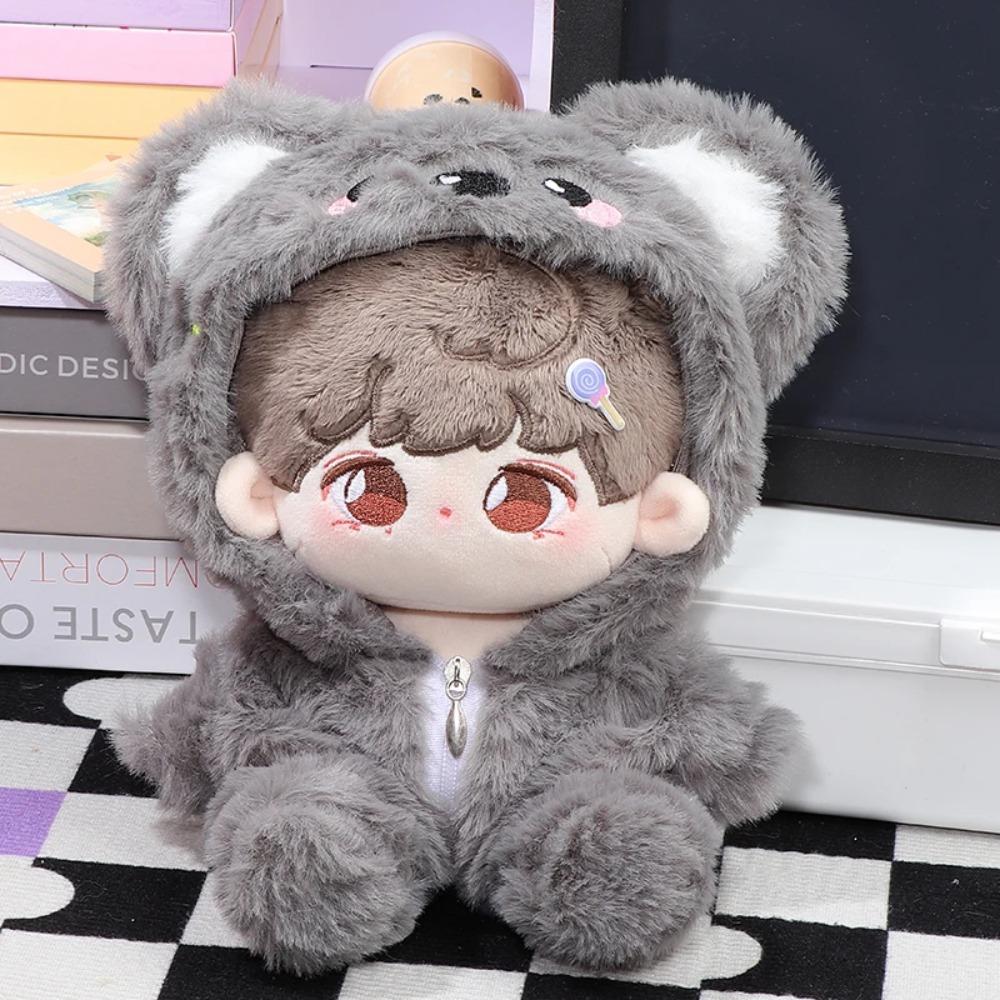 Cotton Doll Clothes 20cm Dinosaur Pajamas Flannel Hooded Onesie Winter Outfit Cute Plush Kigurumi for Dress Up