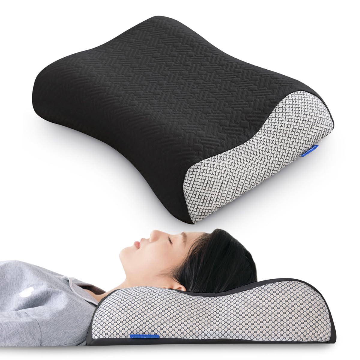 

Memory Foam Pillow, Neck Pain Relief, High Pillow, Side Sleeper Pillow, Center Hole, Suitable for Back and Side Sleepers, Comfortable Sleep Pillow,