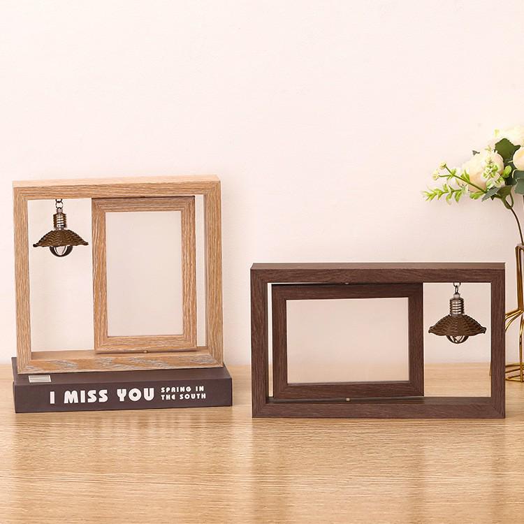 Modern Rotating Double-Sided Photo Frame: 6-inch/7-inch, Personalized Album, Couples Gift, Wooden Ornament