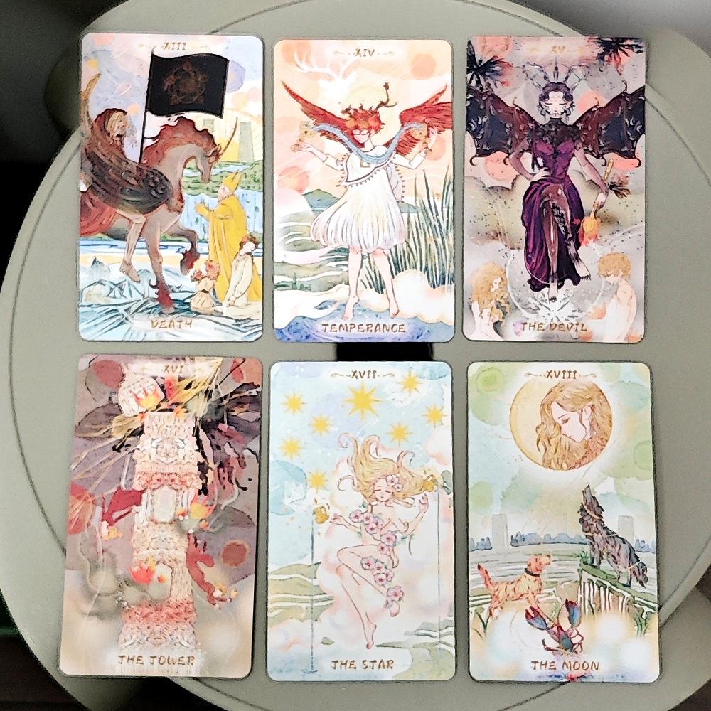 Serenity Tarot Deck 10.3*6cm 78 Pcs Warm Dreamy Anime-Style Tarot Cards Based on Rider System